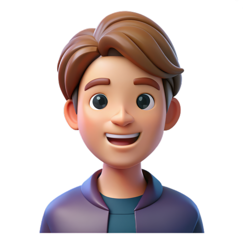 3d character people close up portrait, smiling nice, 3d Avartar or icon, png