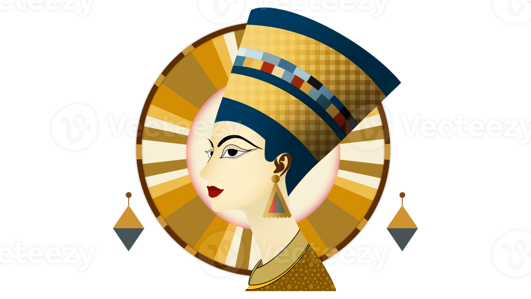 Ancient Egyptian bust Nefertiti isolated statue art woman famous cut out face colorful art artwork culture, Egyptian queen, wife of the Pharaoh Akhenaten, Ancient bust of Nefertiti png