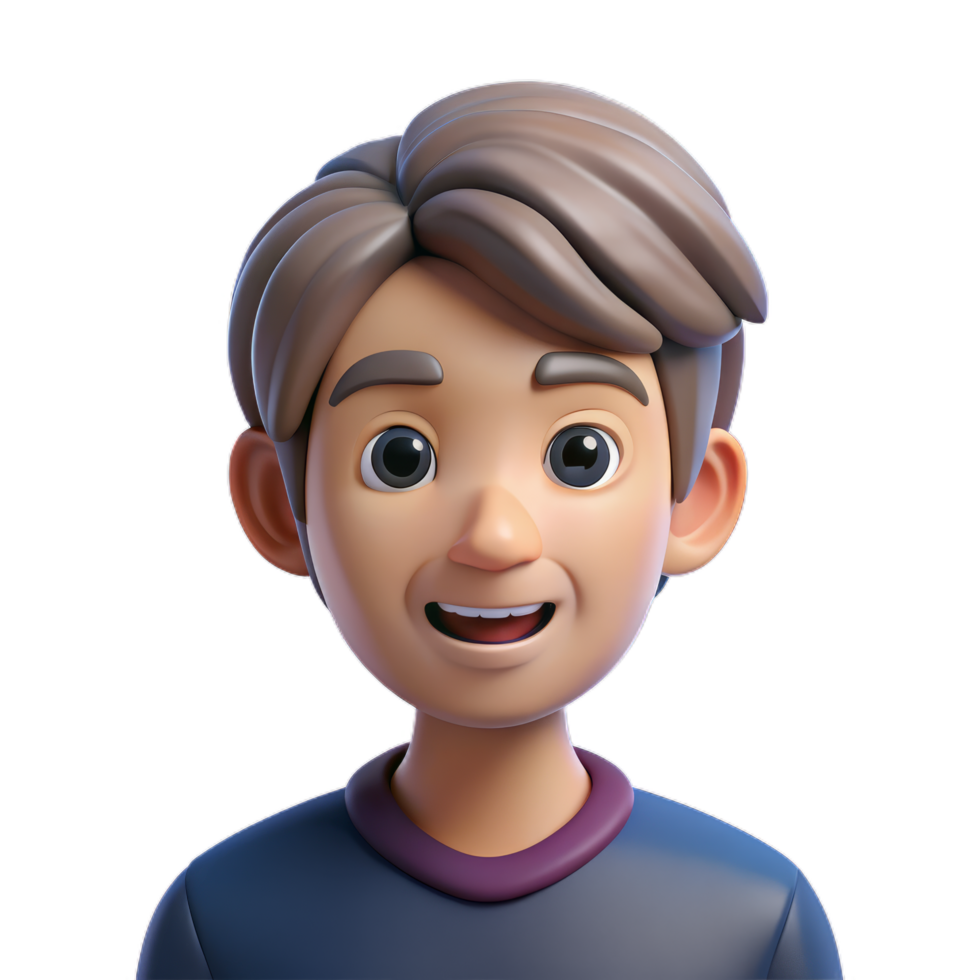 3d character people close up portrait, smiling nice, 3d Avartar or icon, png