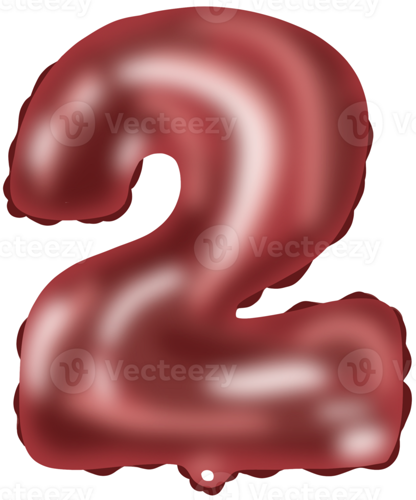 Number two metallic balloon, Helium Balloon png