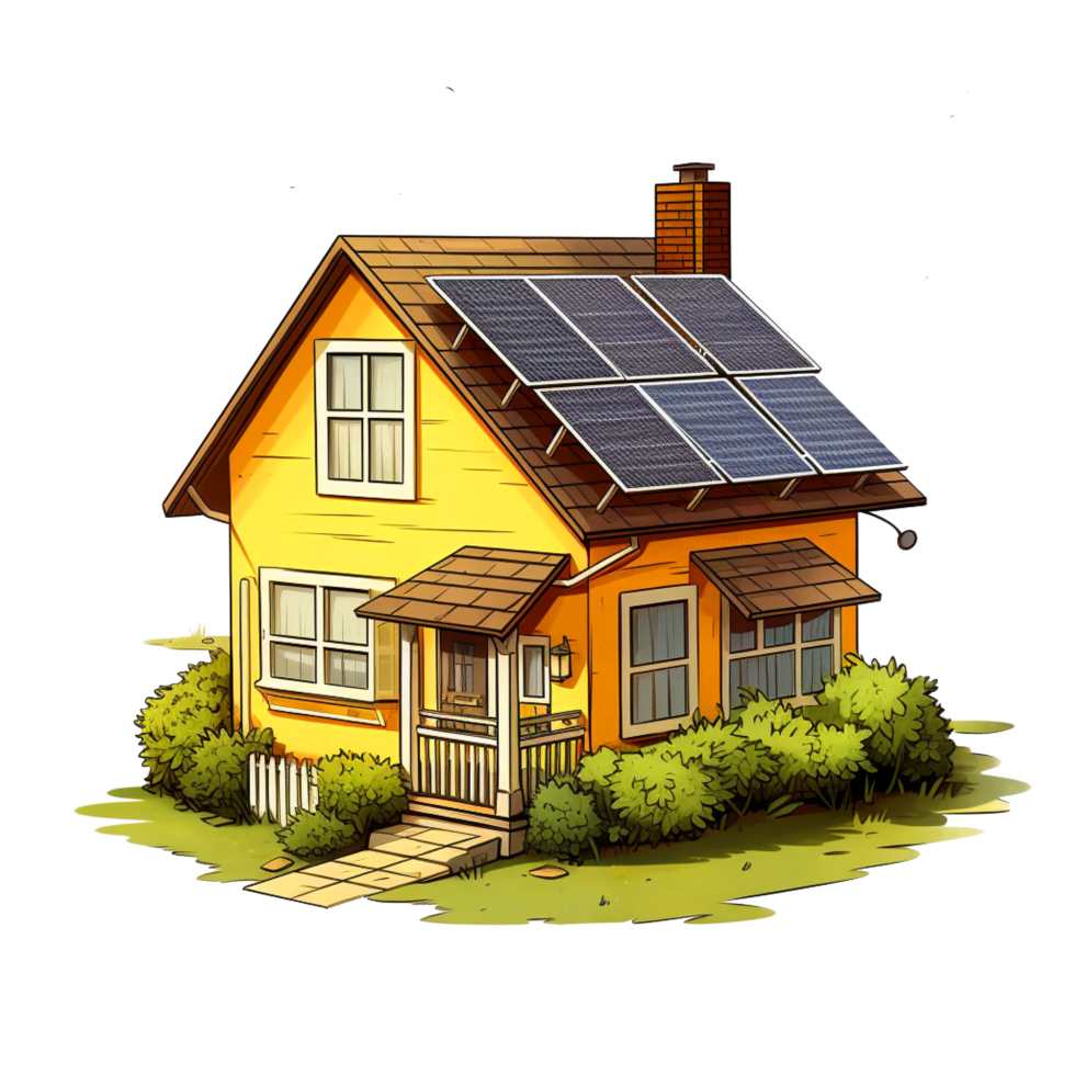 houses with solar panel roofs png