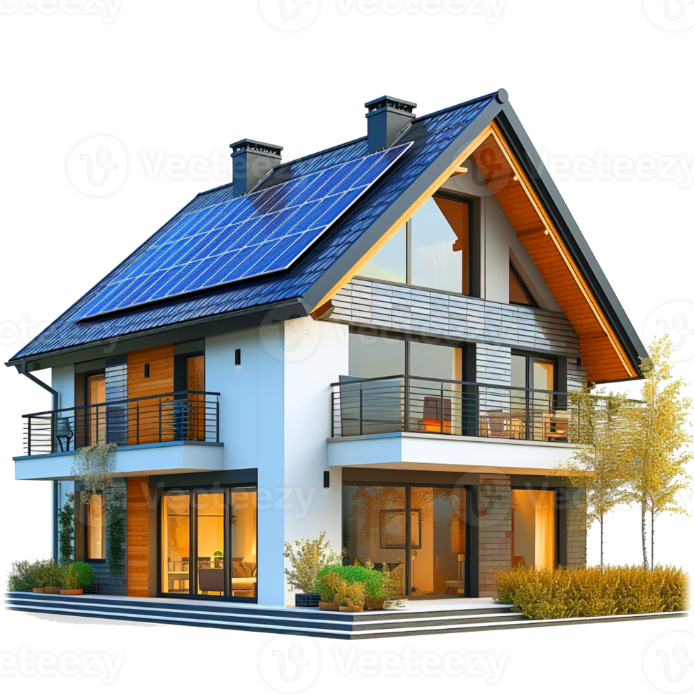 houses with solar panel roofs png
