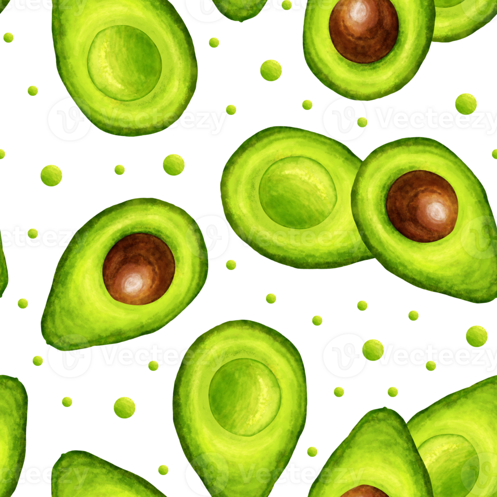 Avocado half seamless pattern. Avocado tropical fresh fruit hand draw watercolor illustration. For textile, paper, wallpaper, design. png