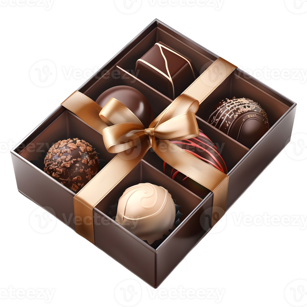Chocolates in a Gift Box on Transparent Background png