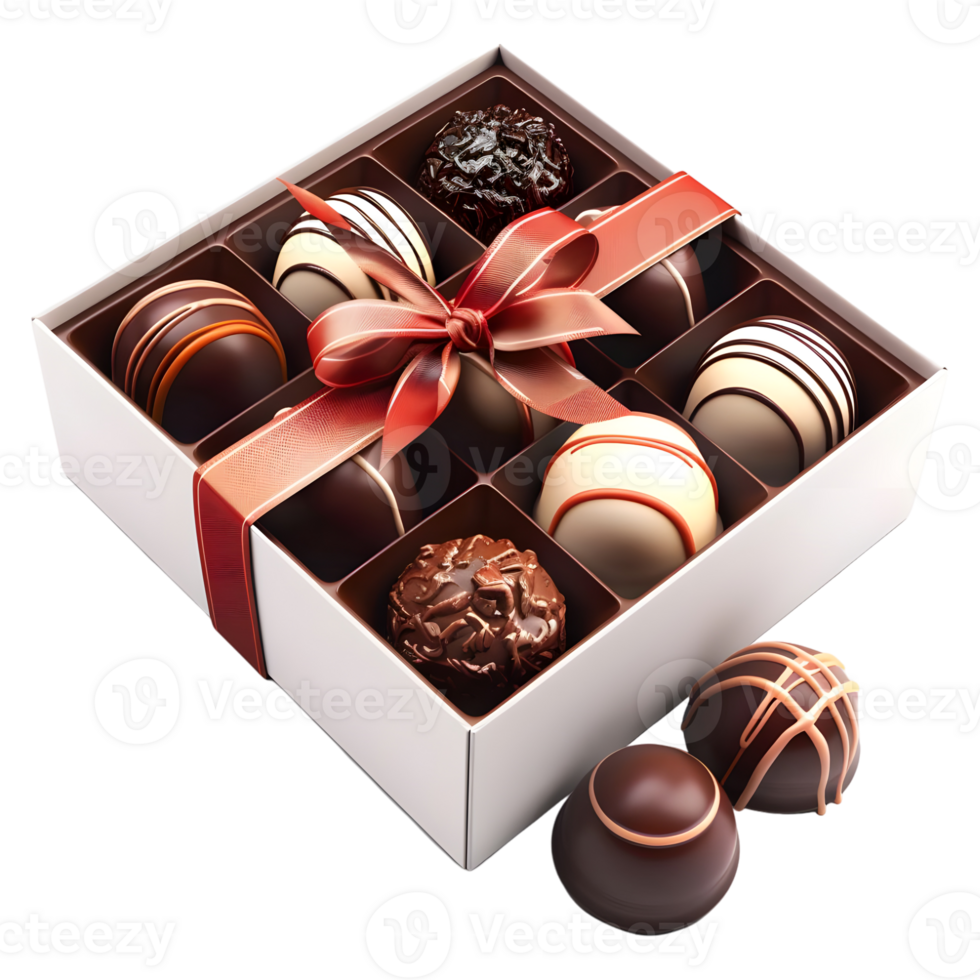 Chocolates in a Gift Box on Transparent Background png
