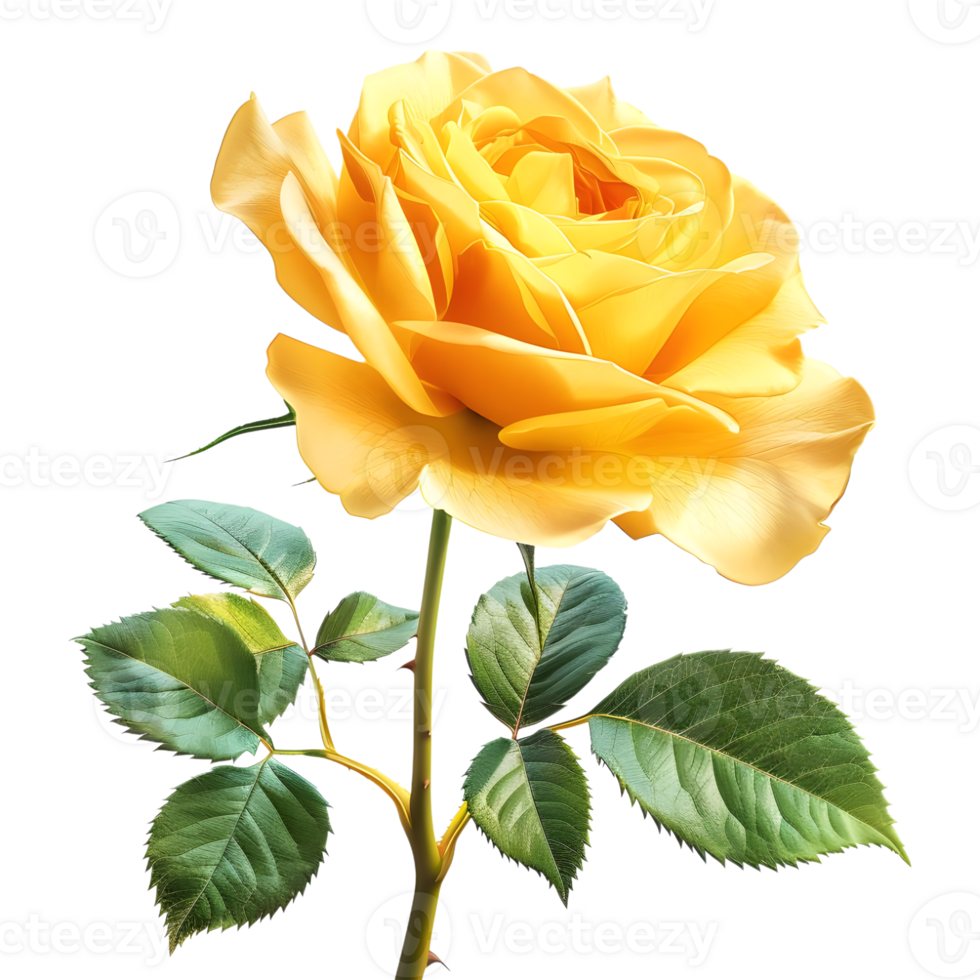 Yellow Rose Flower on Transparent Background png