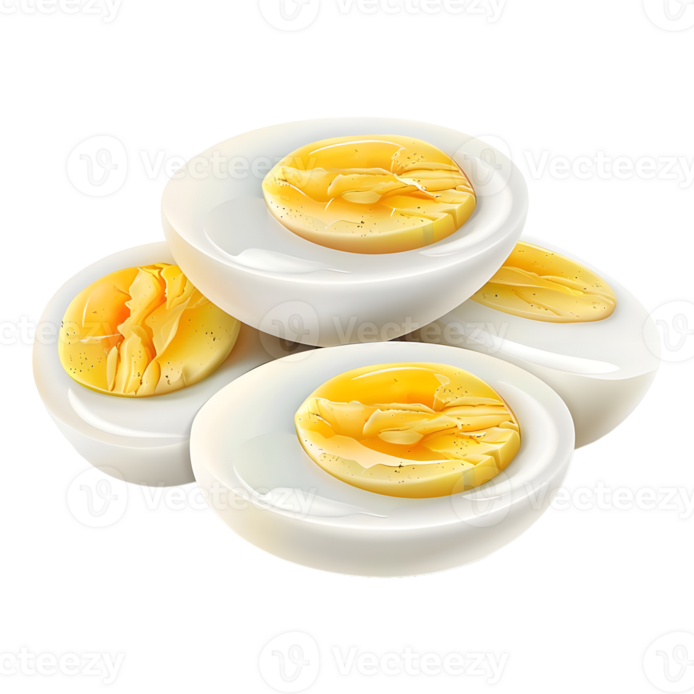Boiled Egg with Slices on Transparent Background png