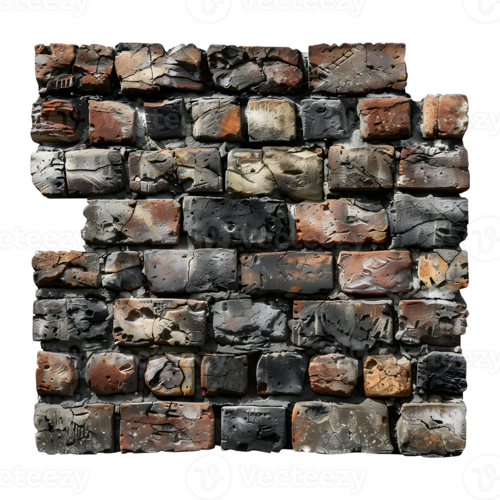 Wall Made with Bricks on Transparent Background png