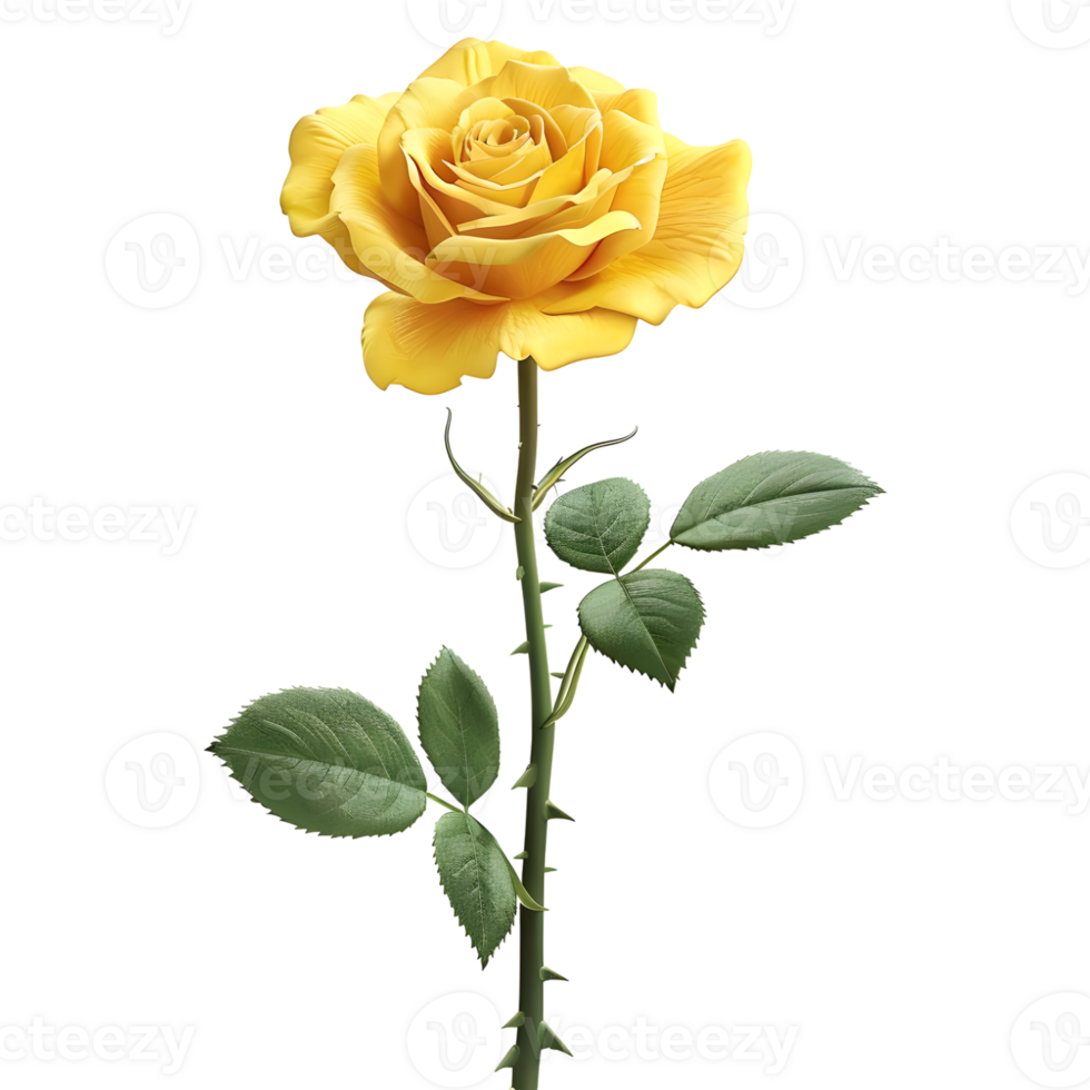 Yellow Rose Flower on Transparent Background png