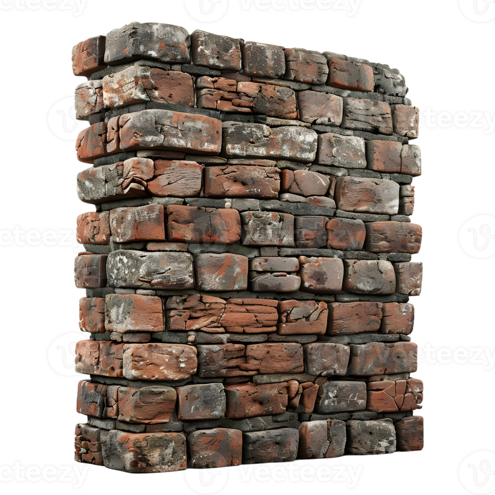 Wall Made with Bricks on Transparent Background png