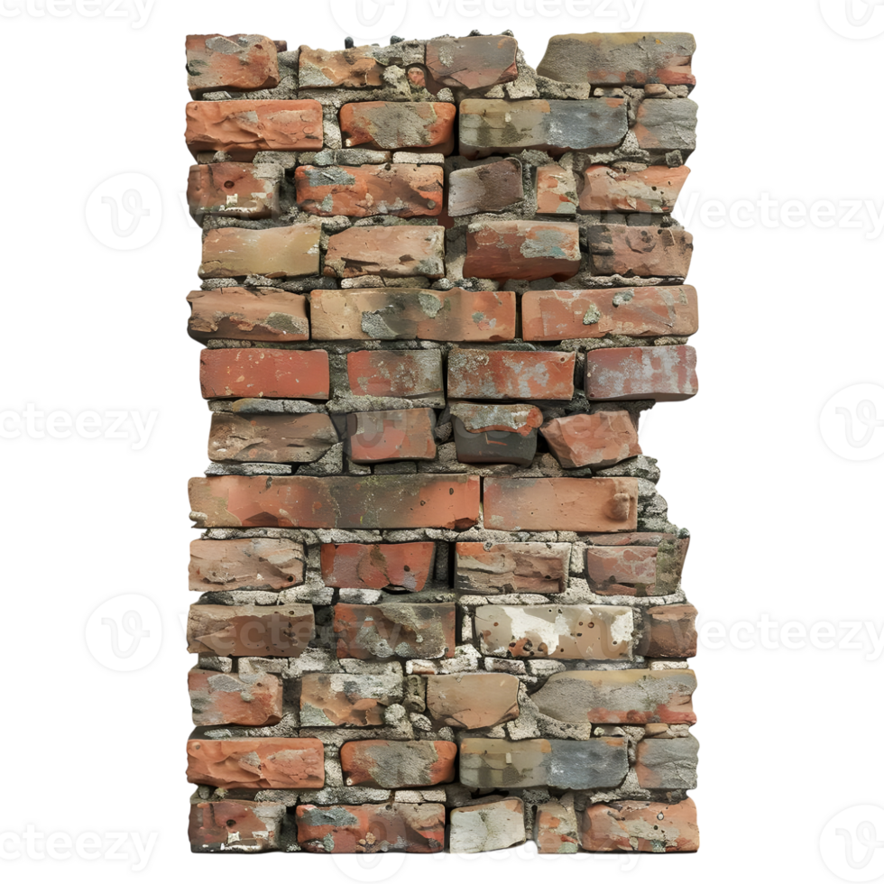 Wall Made with Bricks on Transparent Background png