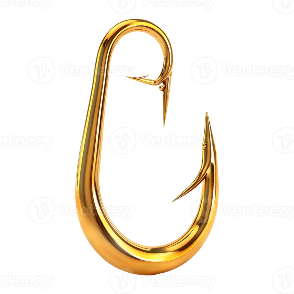 Fish Hook Golden on Transparent Background png