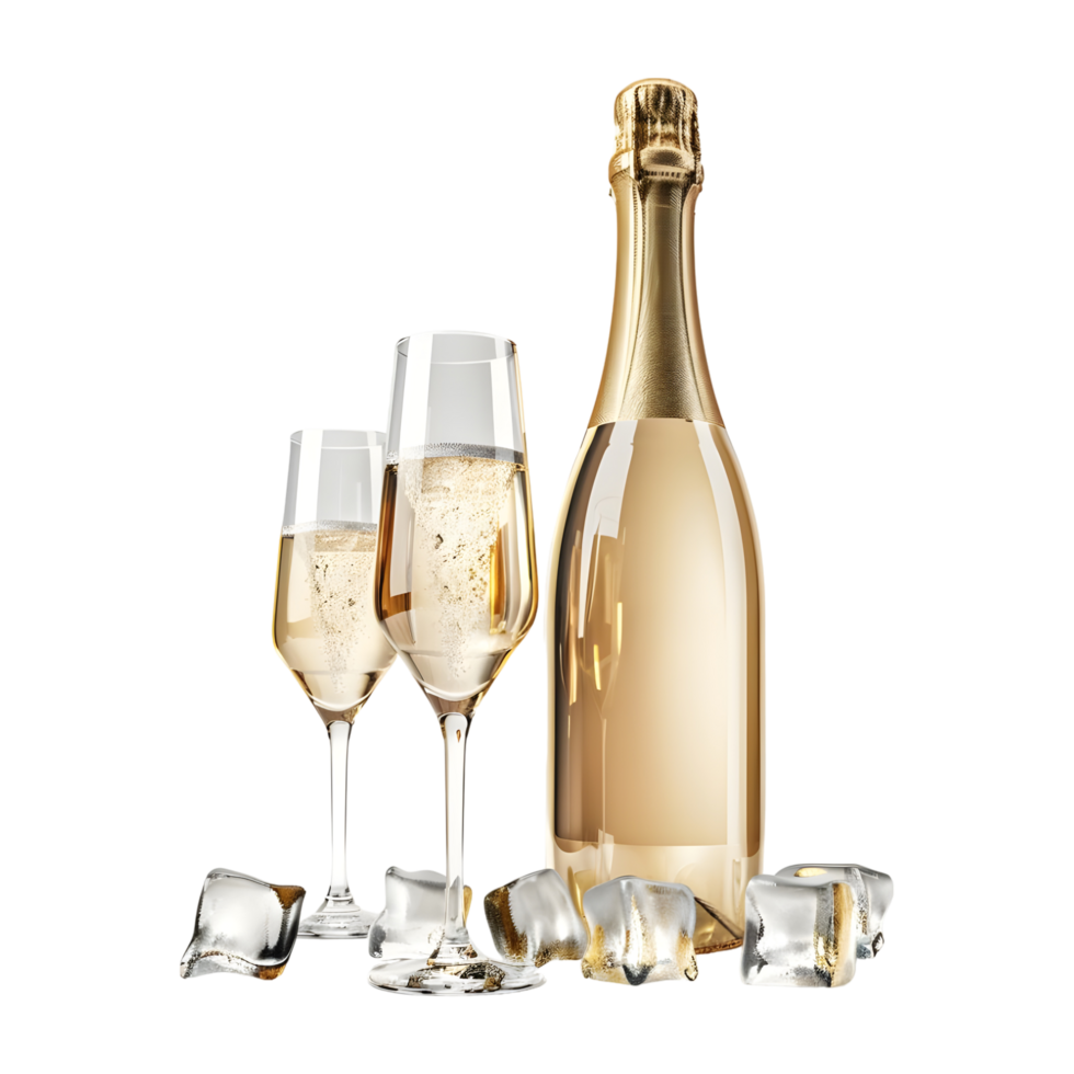Wine Bottle with Glass on Transparent Background png