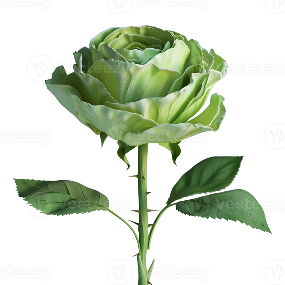 Green Rose Flower on Transparent Background png