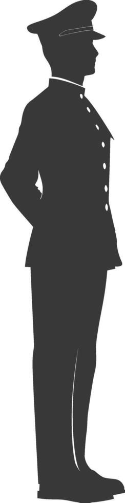 silhouette bellboy hotel in action full body black color only vector