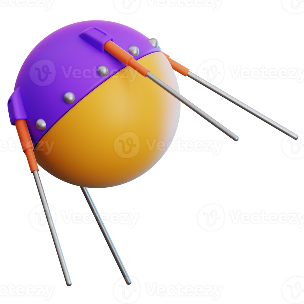 Sputnik 3d render illustration for infographic png