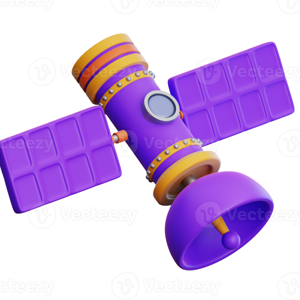 Satellite 3d render illustration for infographic png