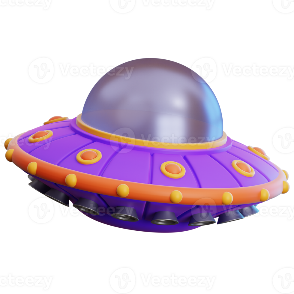 Ufo 3d render illustration for infographic png