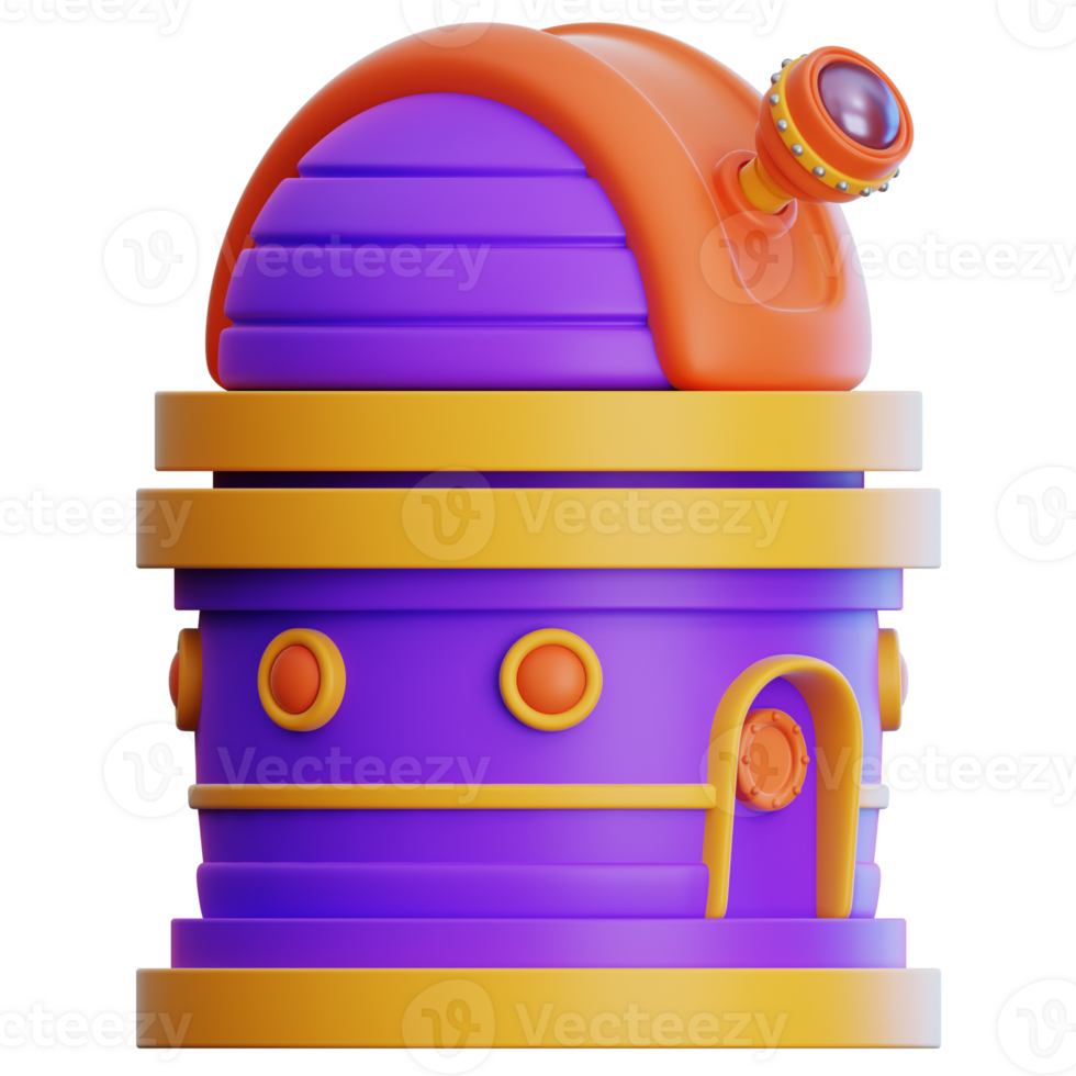 Observatory 3d render illustration for infographic png