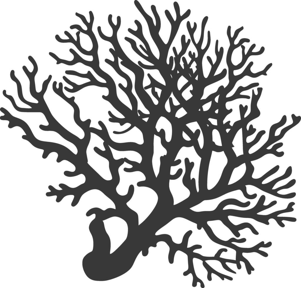 silhouette corals are marine invertebrate animal black color only vector