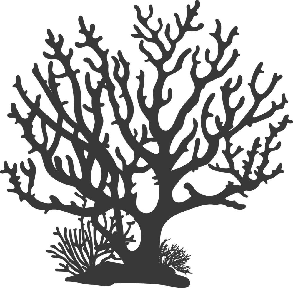 silhouette corals are marine invertebrate animal black color only vector