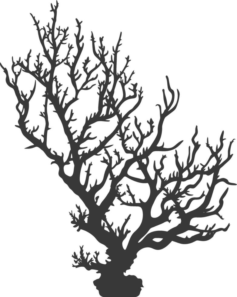 silhouette corals are marine invertebrate animal black color only vector