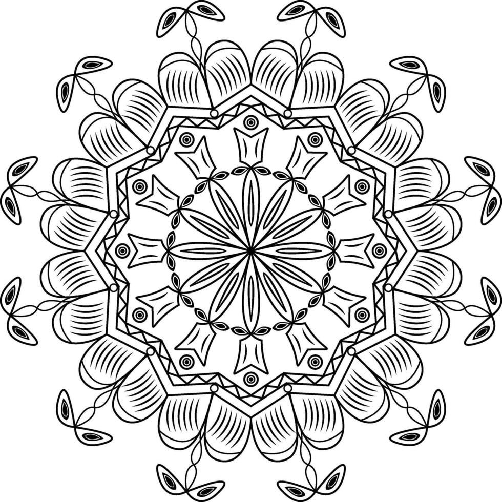 a black and white mandal design with flowers vector