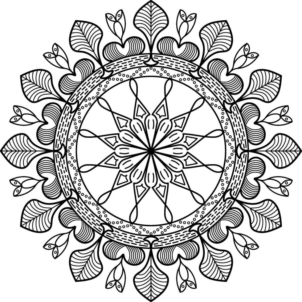 a coloring page with a circular design vector