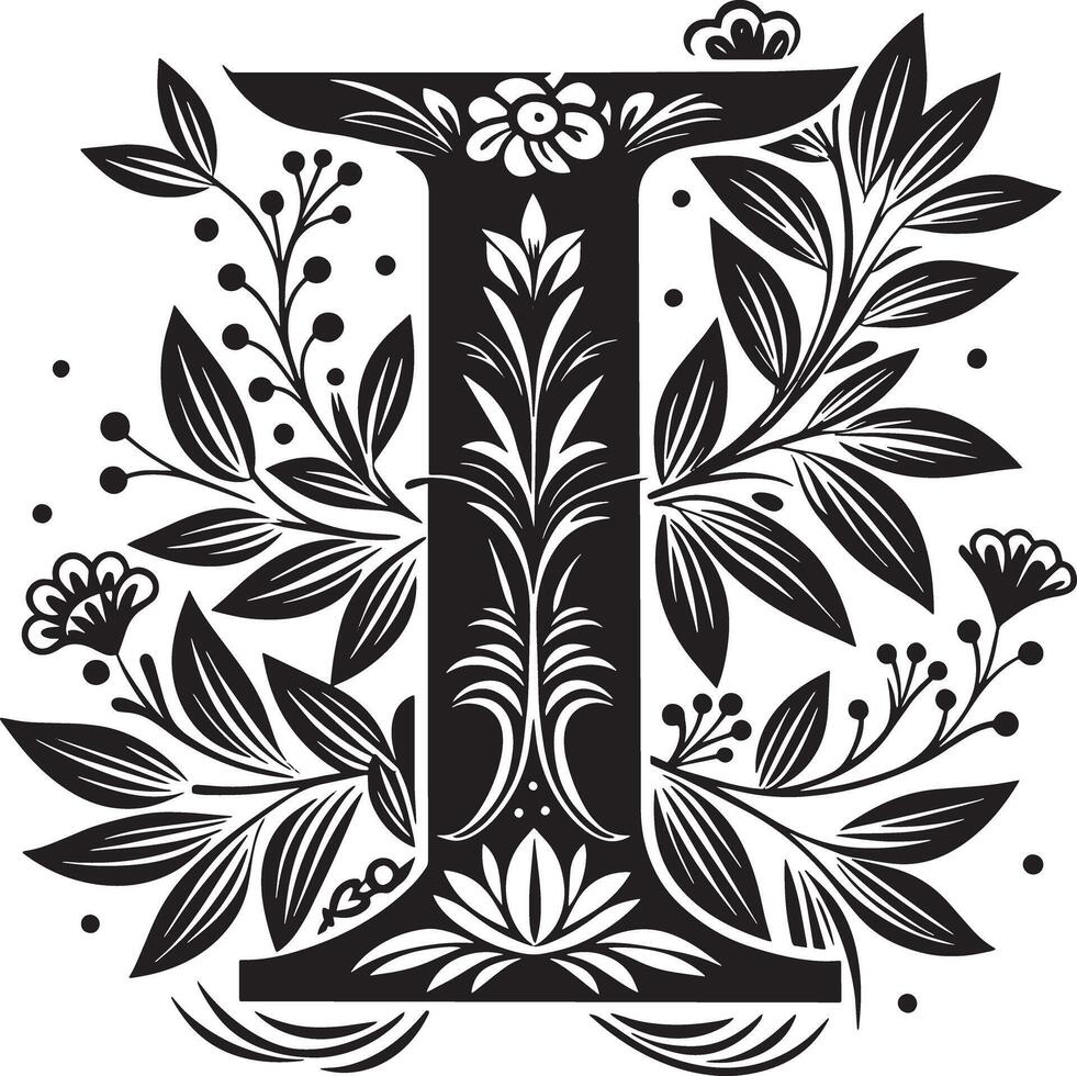 Decorative Alphabet illustration black and white illustration vector