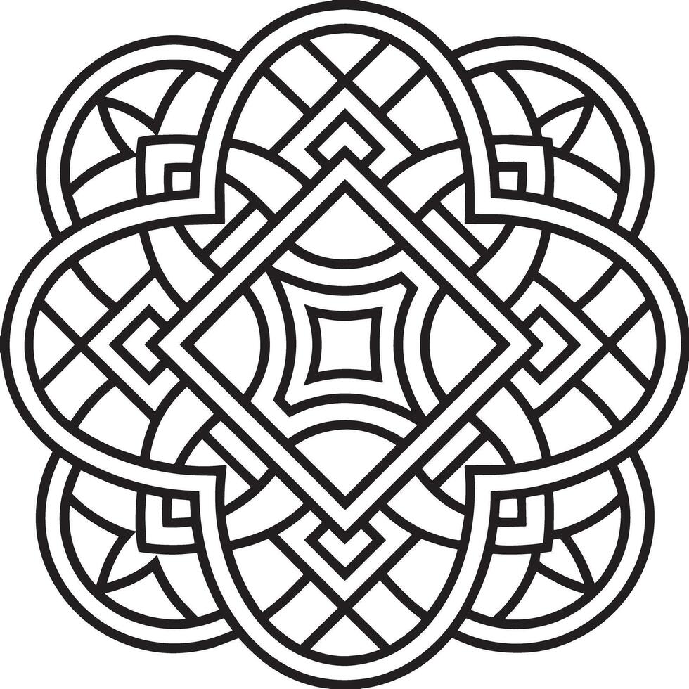 celtic knot pattern design illustration black and white vector