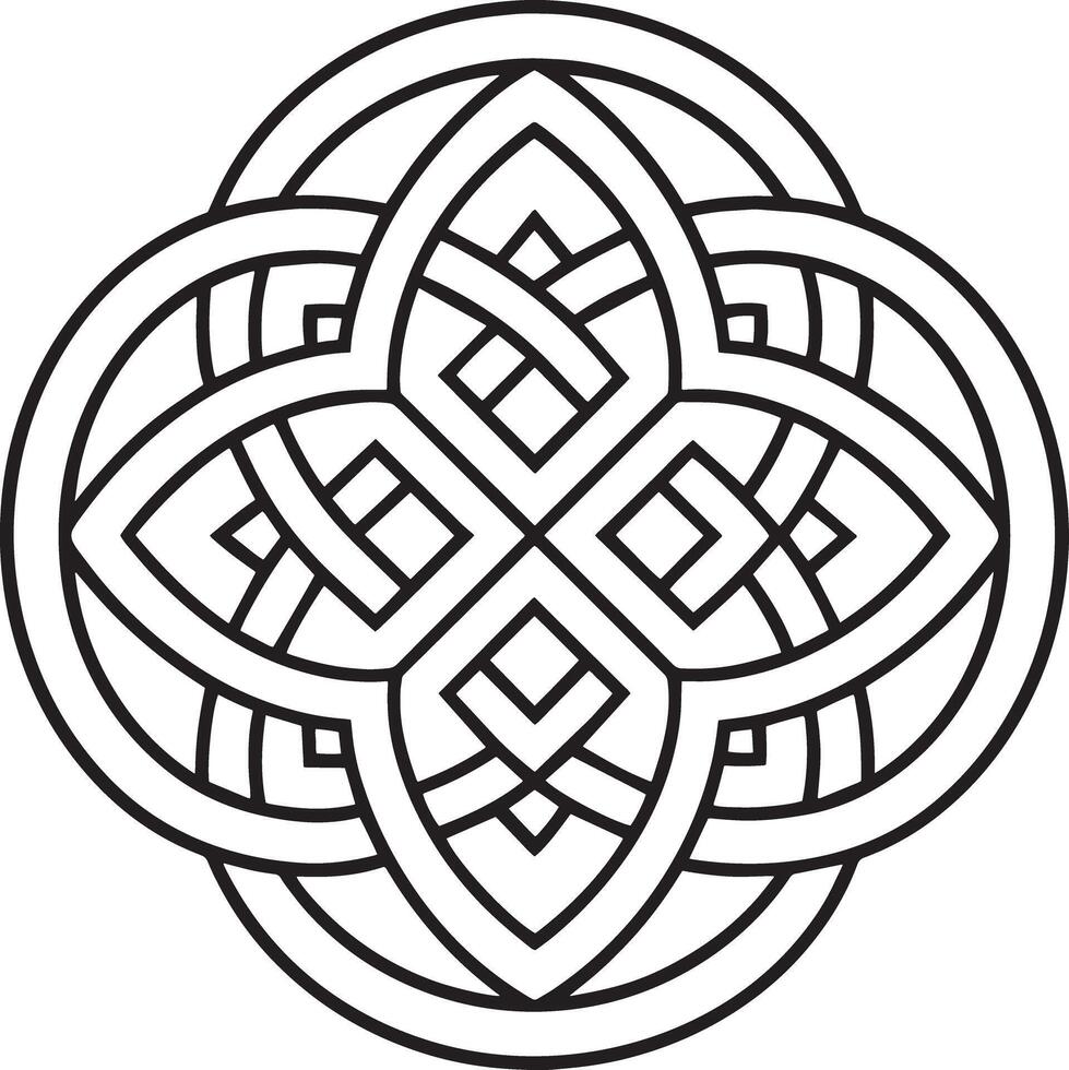 celtic knot pattern design illustration black and white vector