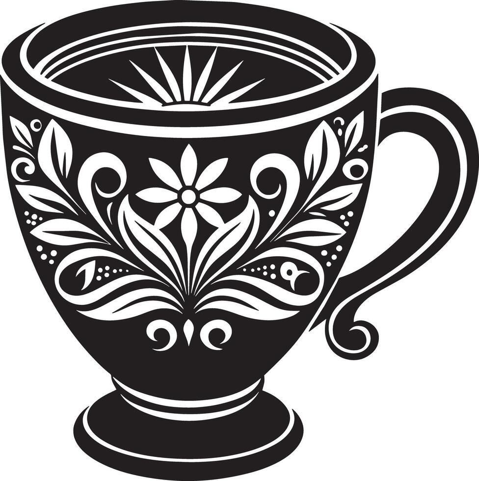 Decorative Cup Illustration black and white vector