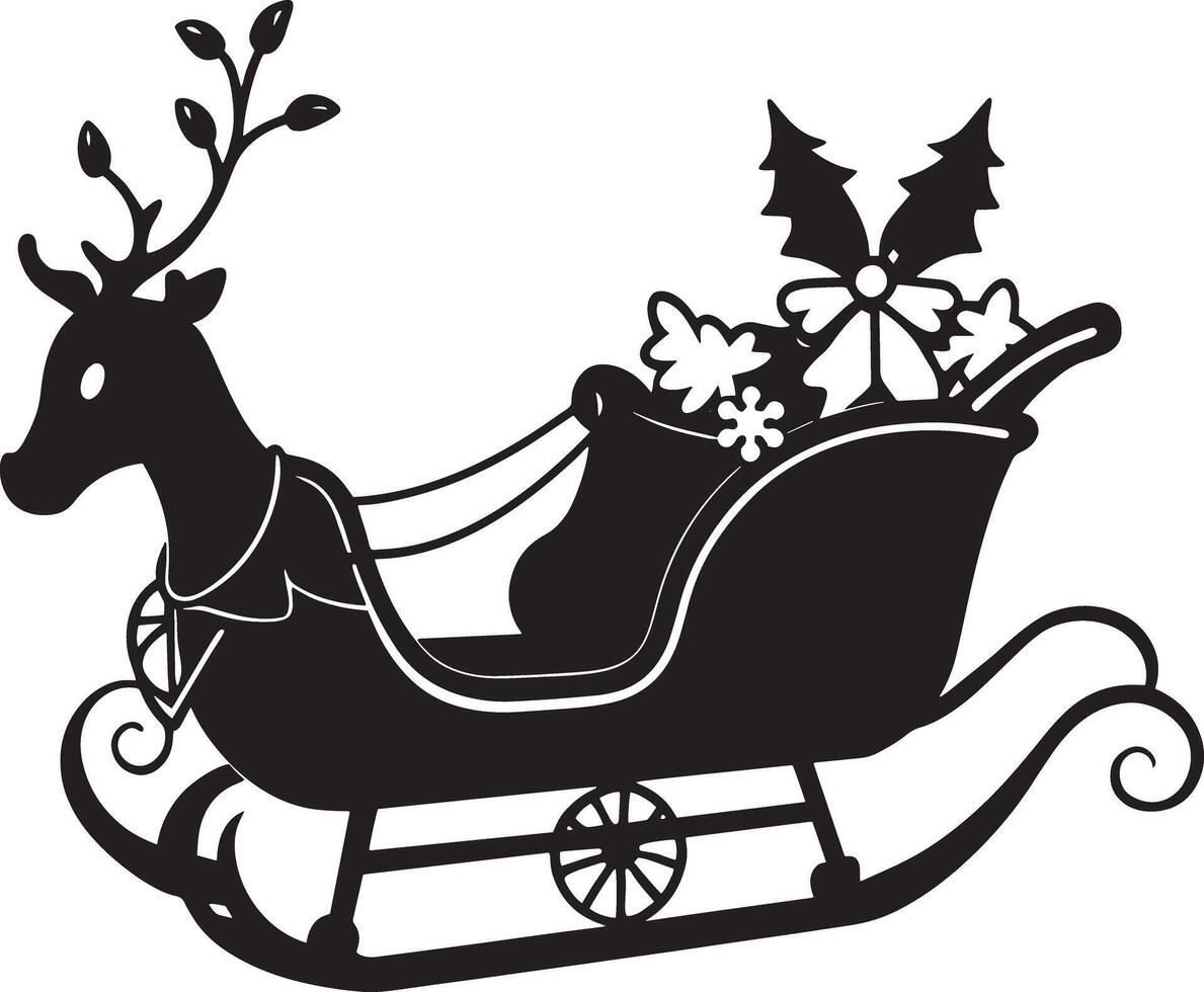 sleigh with reindeer illustration isolated on white background vector