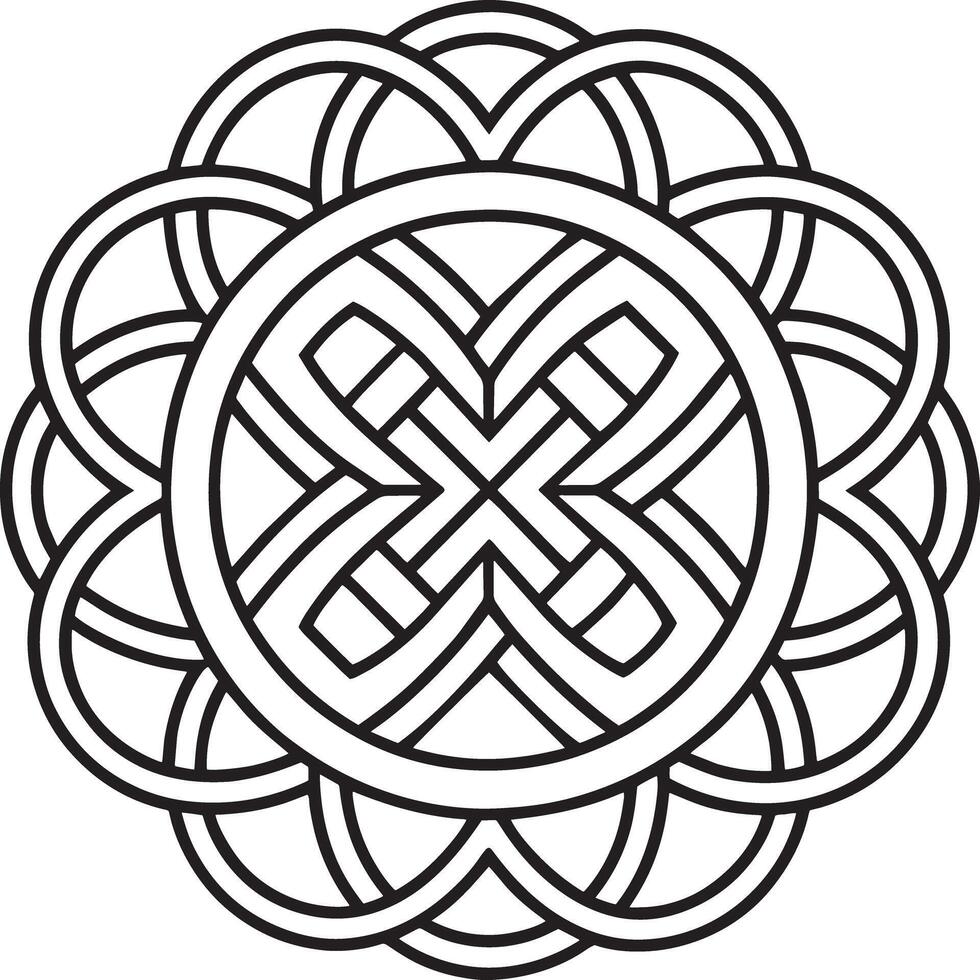 celtic knot pattern design illustration black and white vector