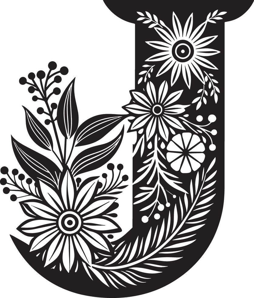 Decorative Alphabet illustration black and white illustration vector