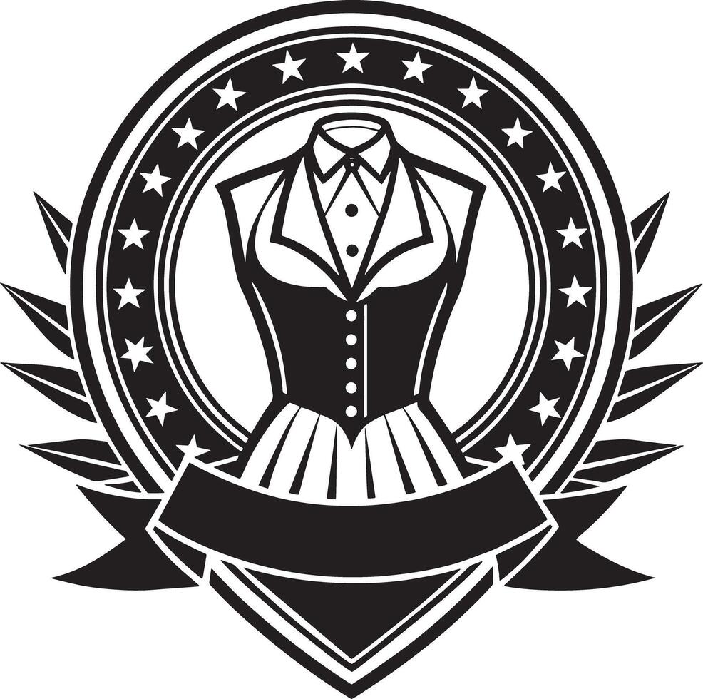 Fashion and dress logo design black and white illustration vector