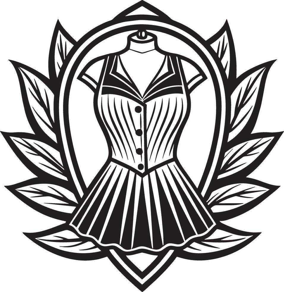 Fashion and dress logo design black and white illustration vector