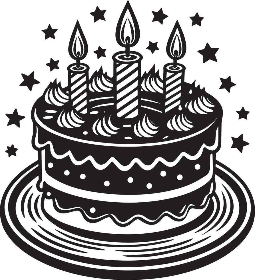 birthday cake with candles illustration isolated on white background vector