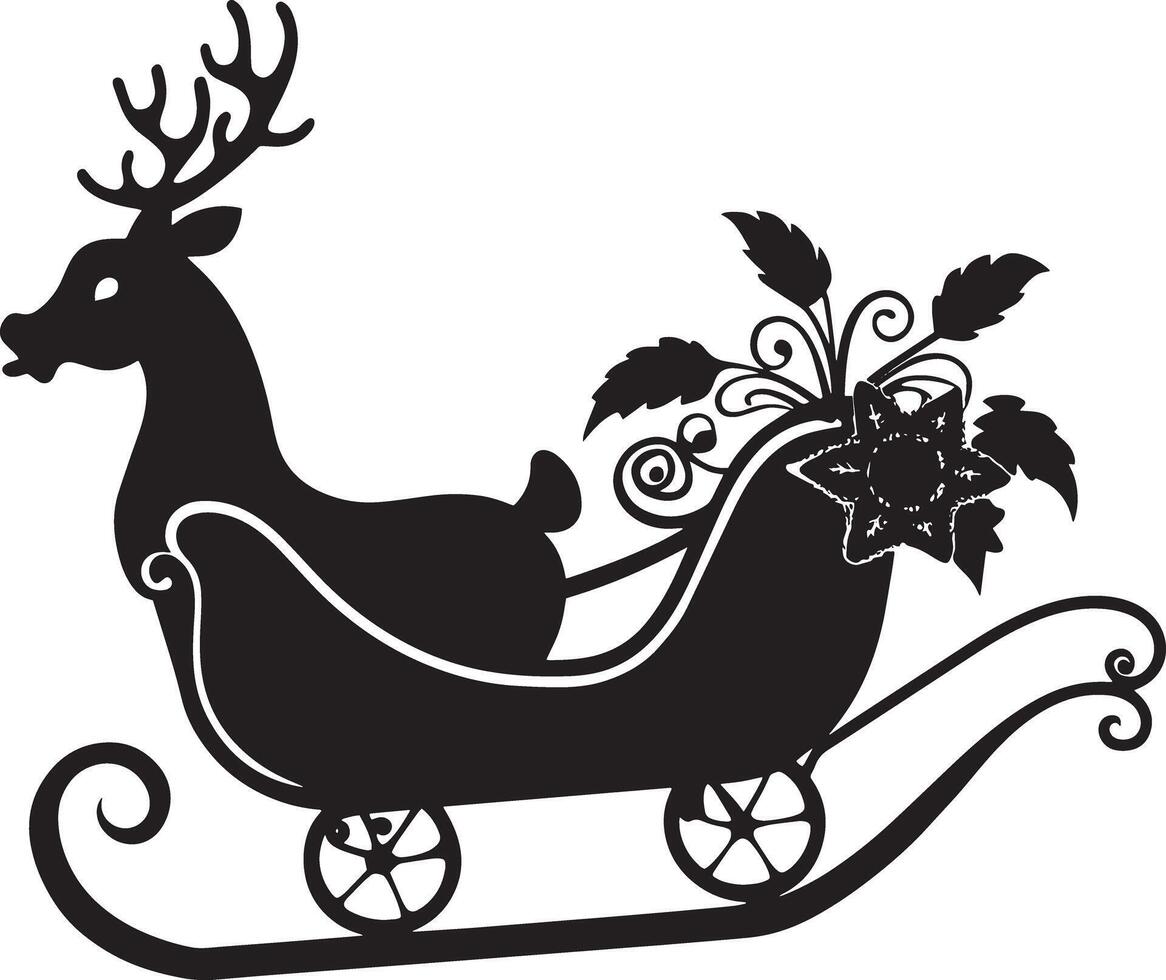sleigh with reindeer illustration isolated on white background vector