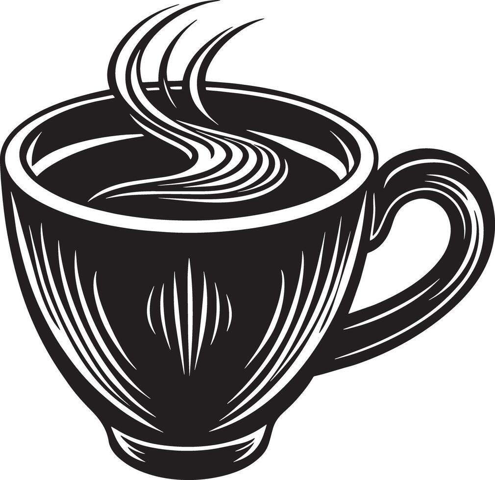 hand drawn coffee cup illustration black and white vector