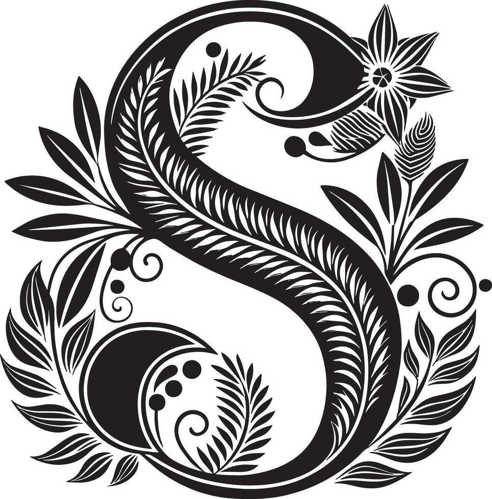 Decorative Alphabet illustration black and white illustration vector