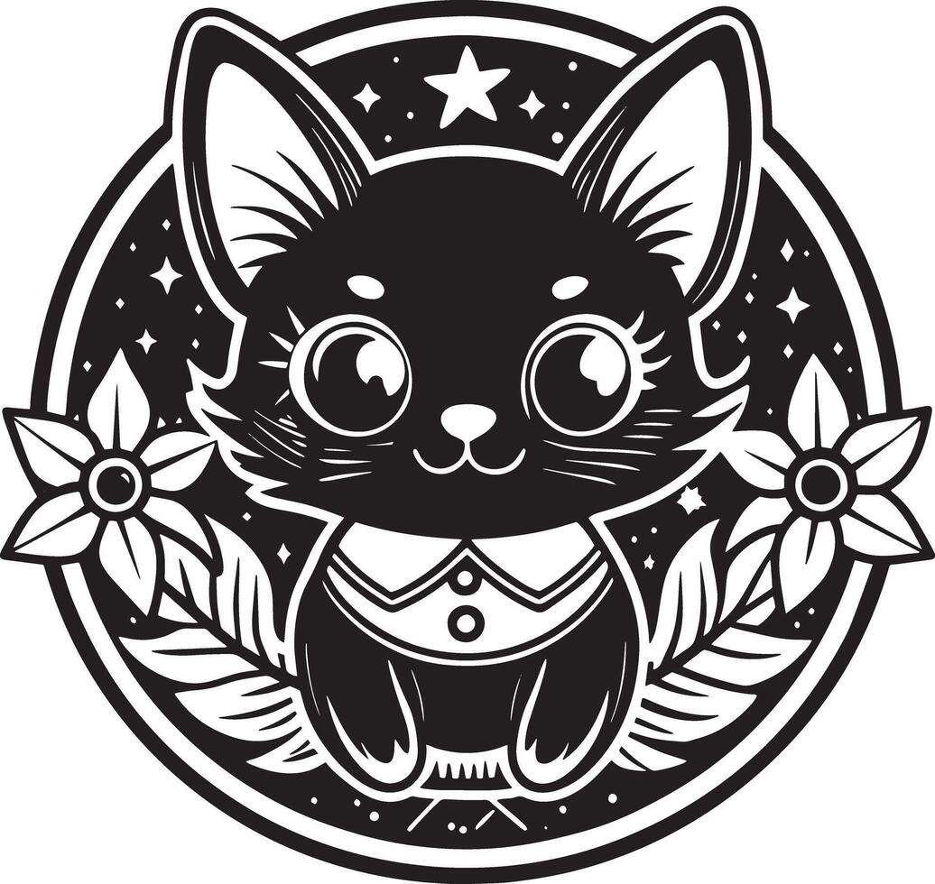 black and white cute cartoon sticker illustration 45650520 Vector Art