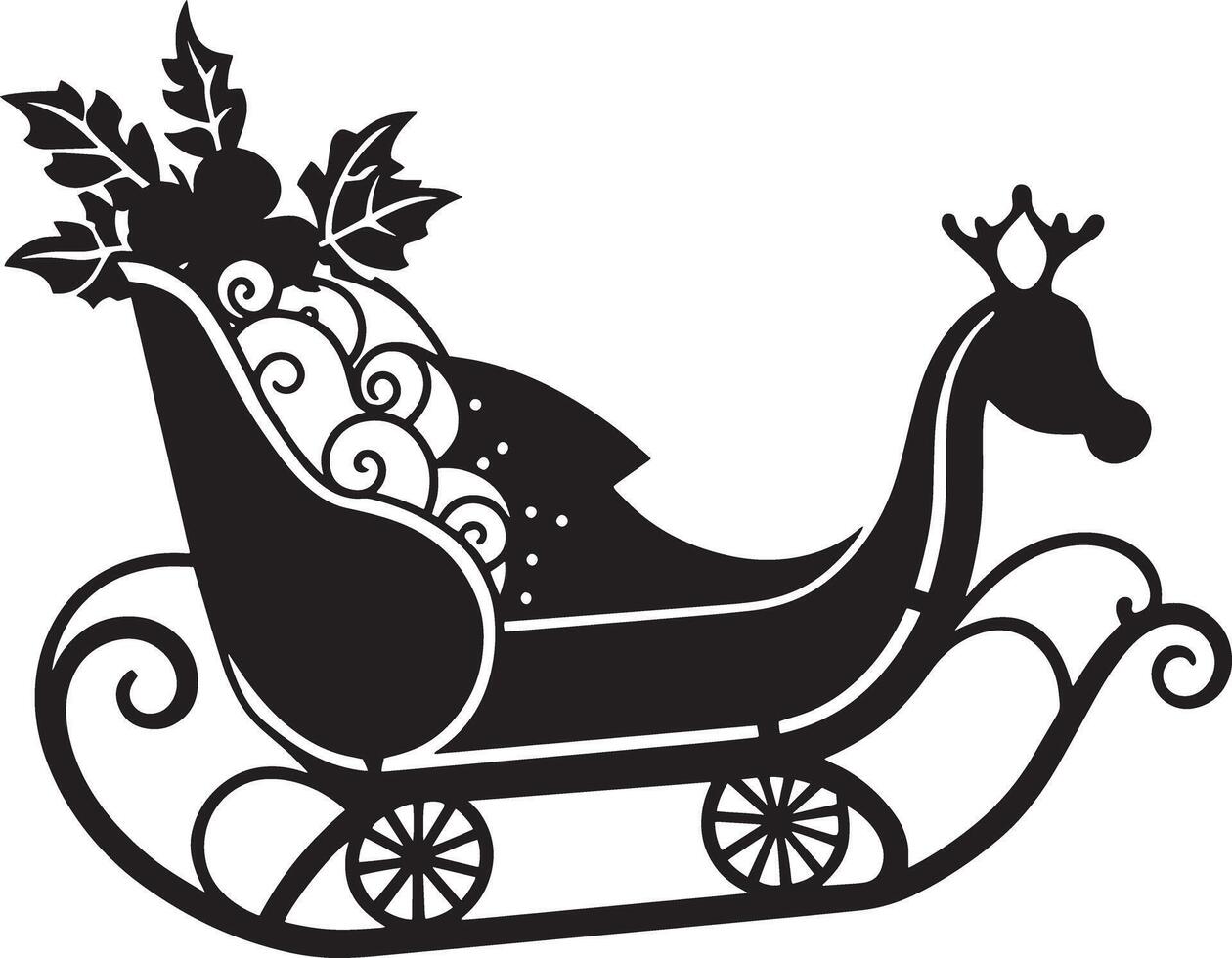 sleigh with reindeer illustration isolated on white background vector