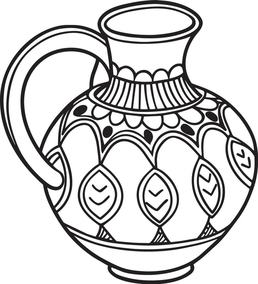 Decorative jug Illustration black and white vector