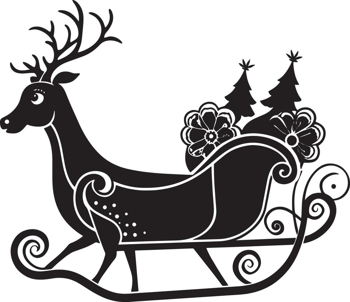 sleigh with reindeer illustration isolated on white background vector