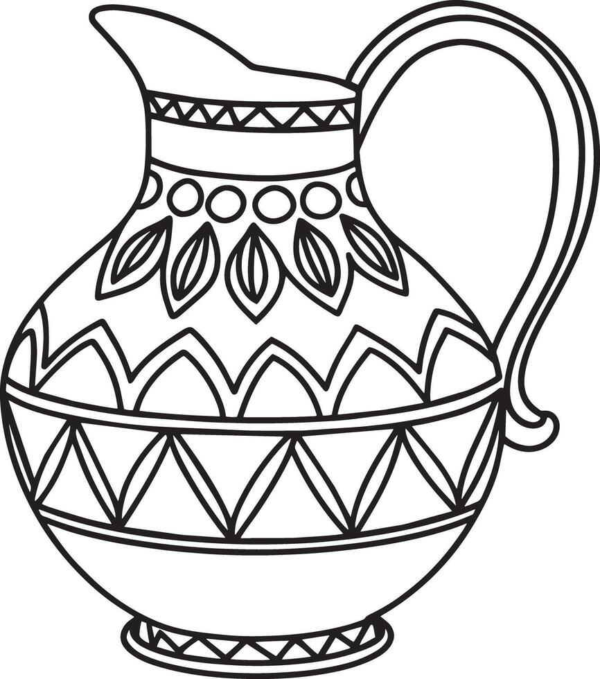 Decorative jug Illustration black and white vector
