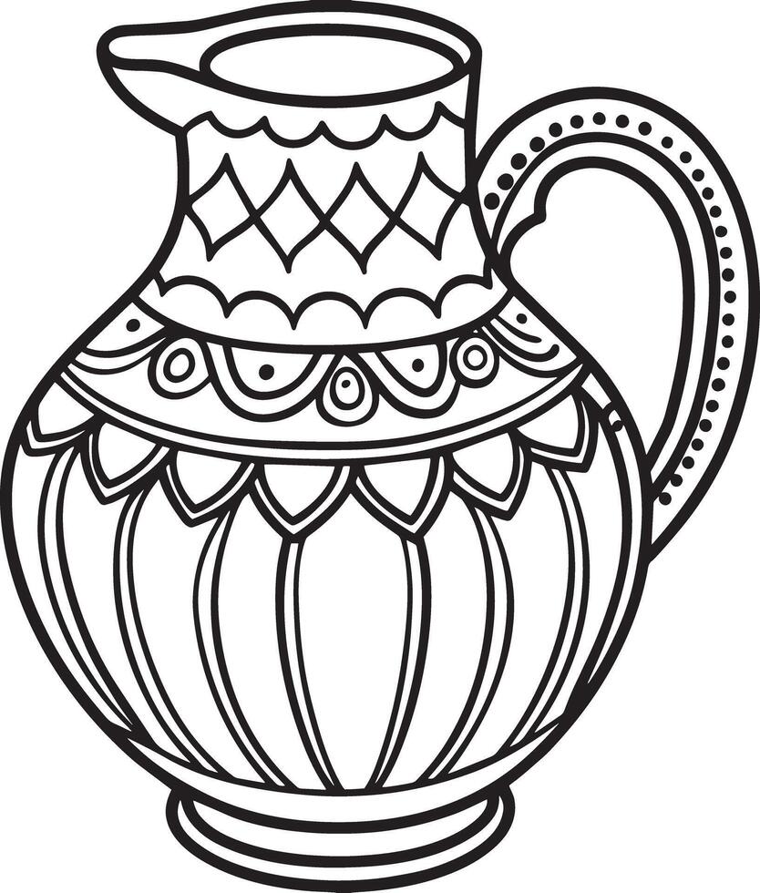 Decorative jug Illustration black and white vector