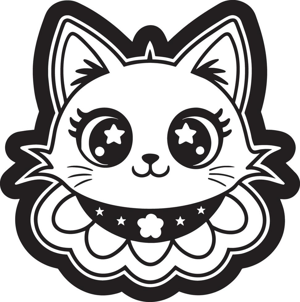 Cute pet sticker illustration black and white design vector