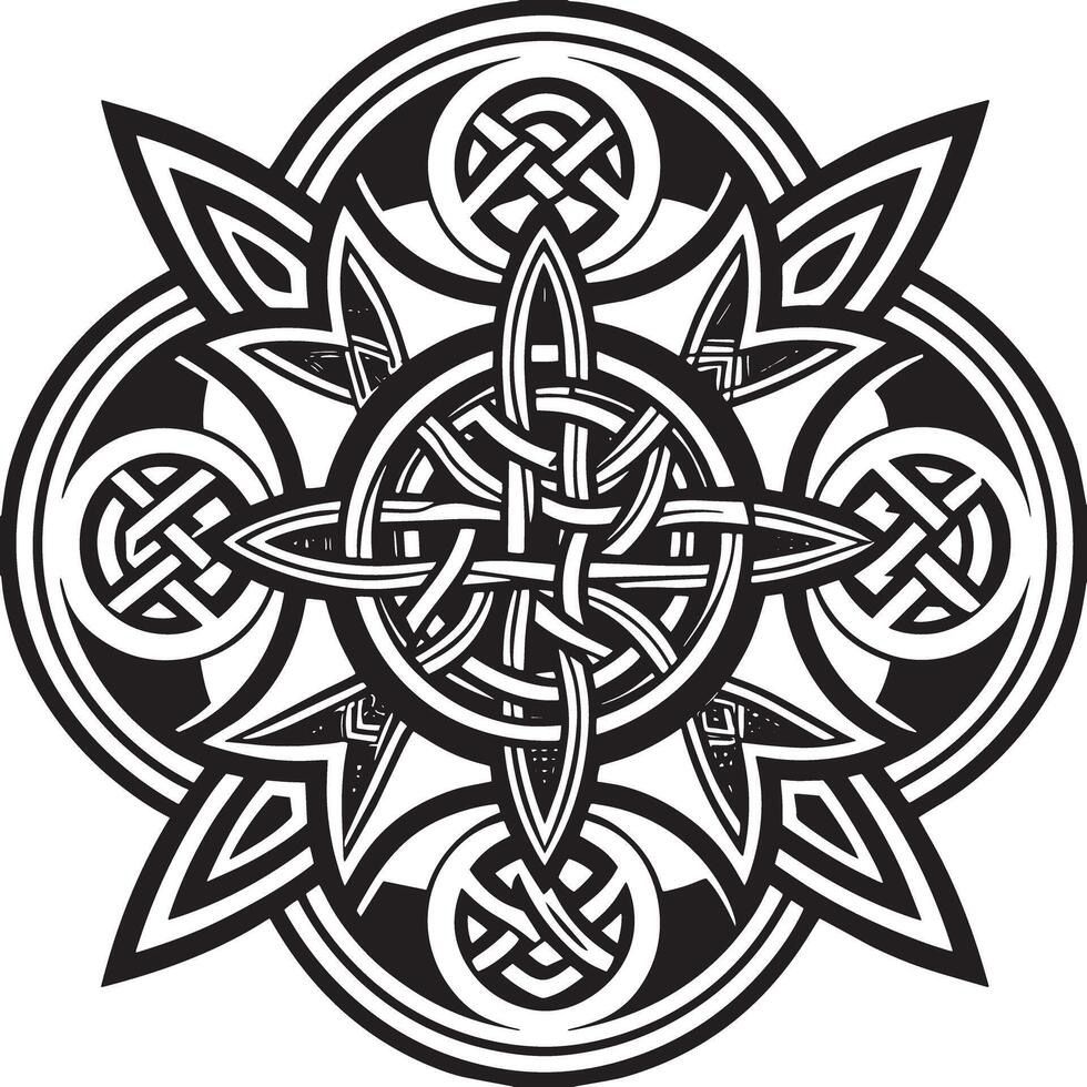 celtic ornament logo icon design black and white illustration vector