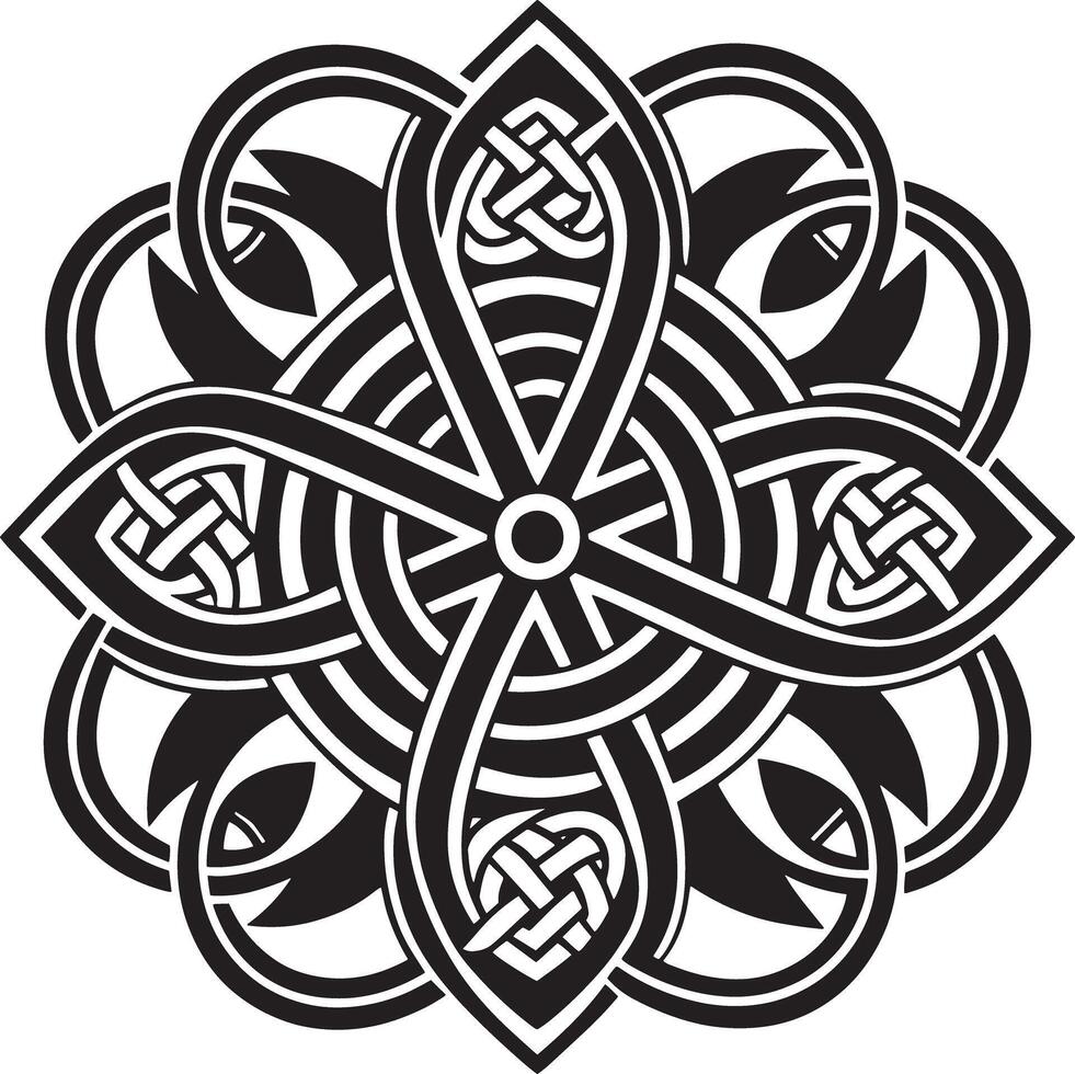 céltico ornamento logo icono diseño negro y blanco ilustración vector